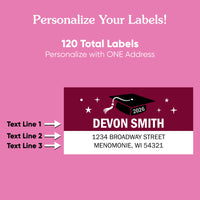 Custom Text Maroon Graduation Return Address Labels - 120 Ct