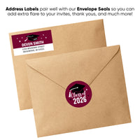 Custom Text Maroon Graduation Return Address Labels - 120 Ct