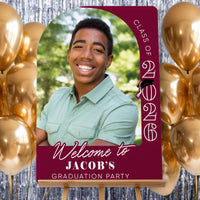 Custom Photo Grad Welcome Sign Maroon