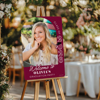 Custom Photo Grad Welcome Sign Maroon