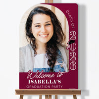 Custom Photo Grad Welcome Sign Maroon