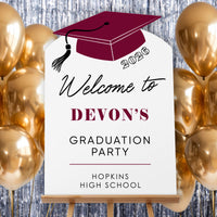 Custom Text Maroon Grad Welcome Sign