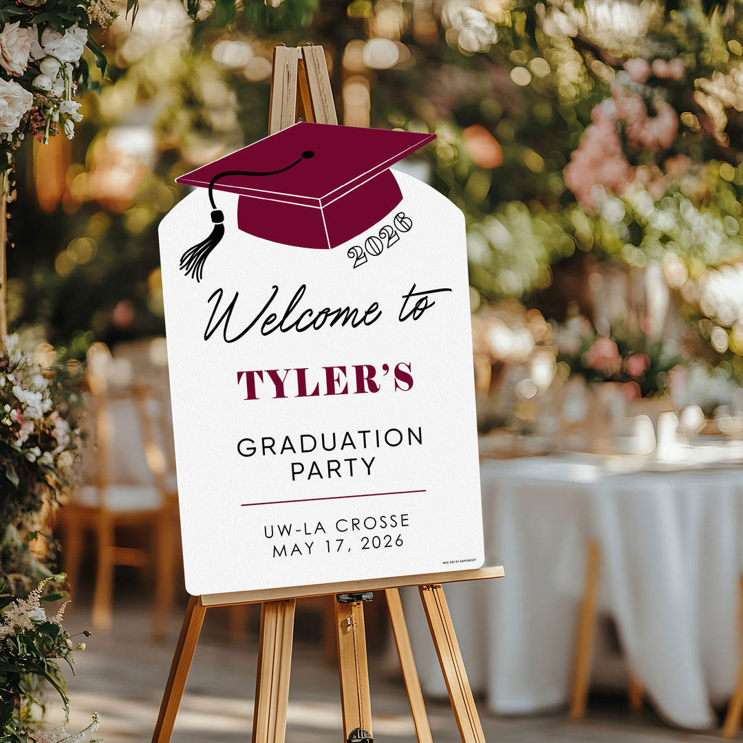 Custom Text Maroon Grad Welcome Sign