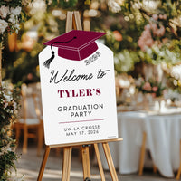 Custom Text Maroon Grad Welcome Sign