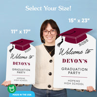 Custom Text Maroon Grad Welcome Sign