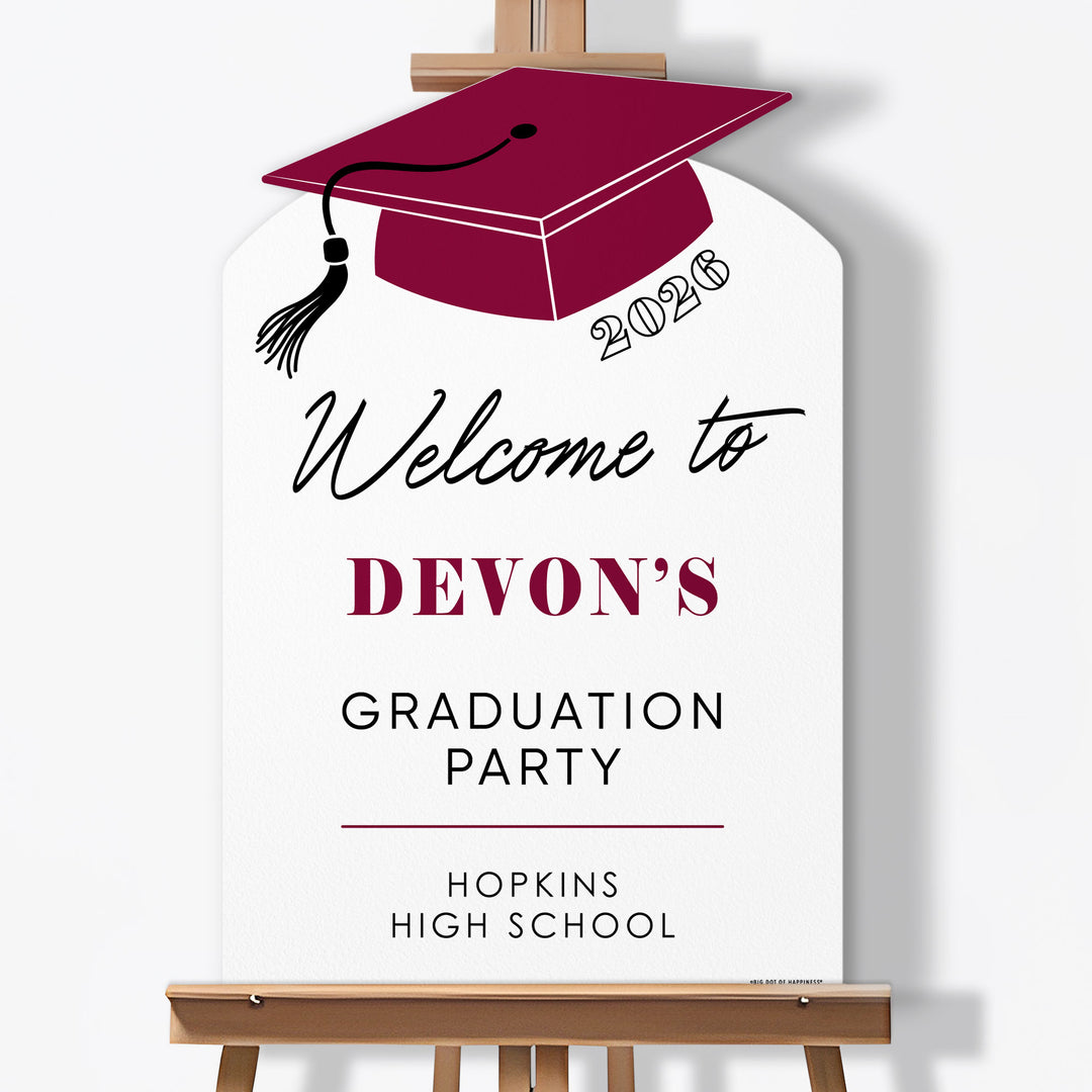 Custom Text Maroon Grad Welcome Sign