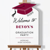 Custom Text Maroon Grad Welcome Sign