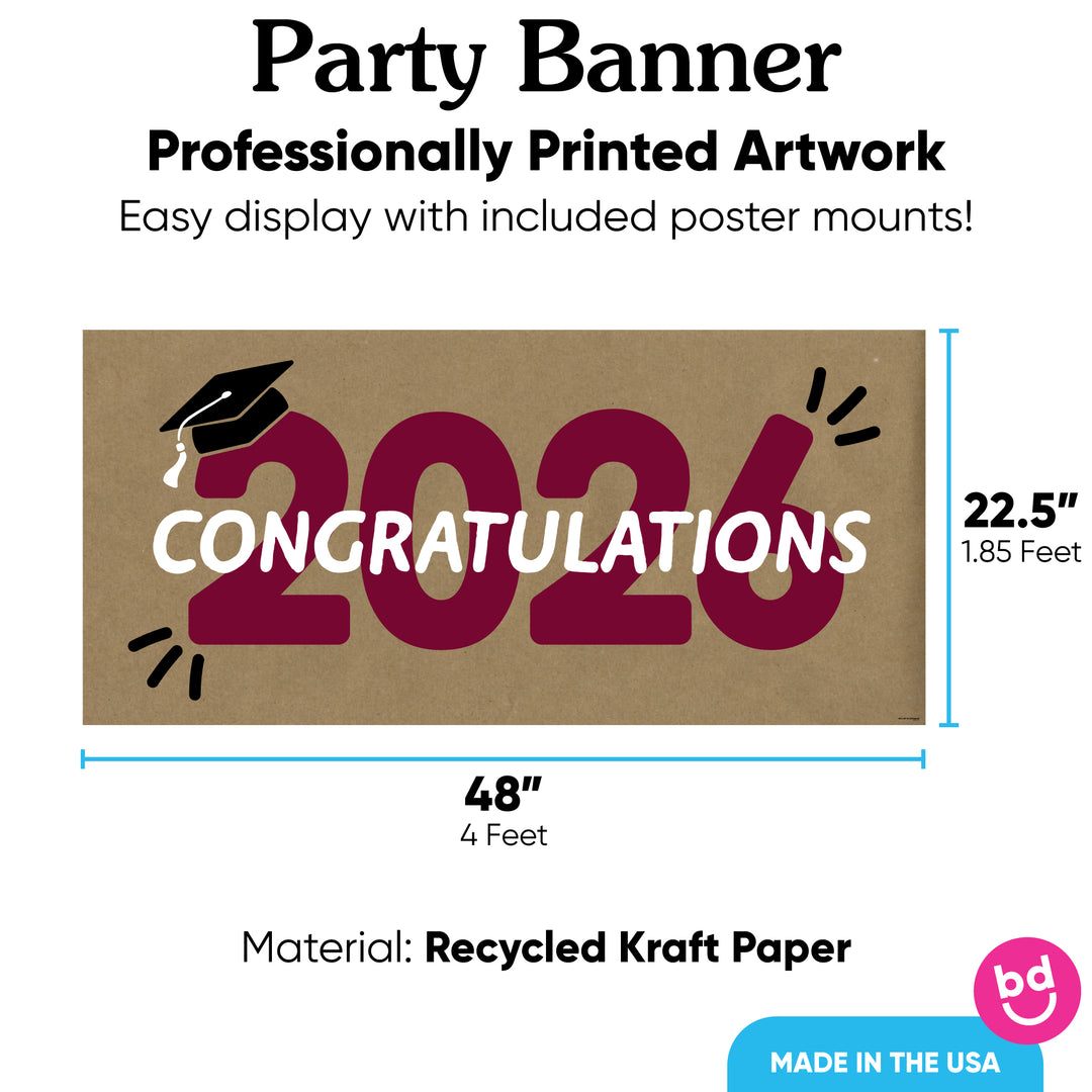 Maroon Class of 2026 banner on kraft paper