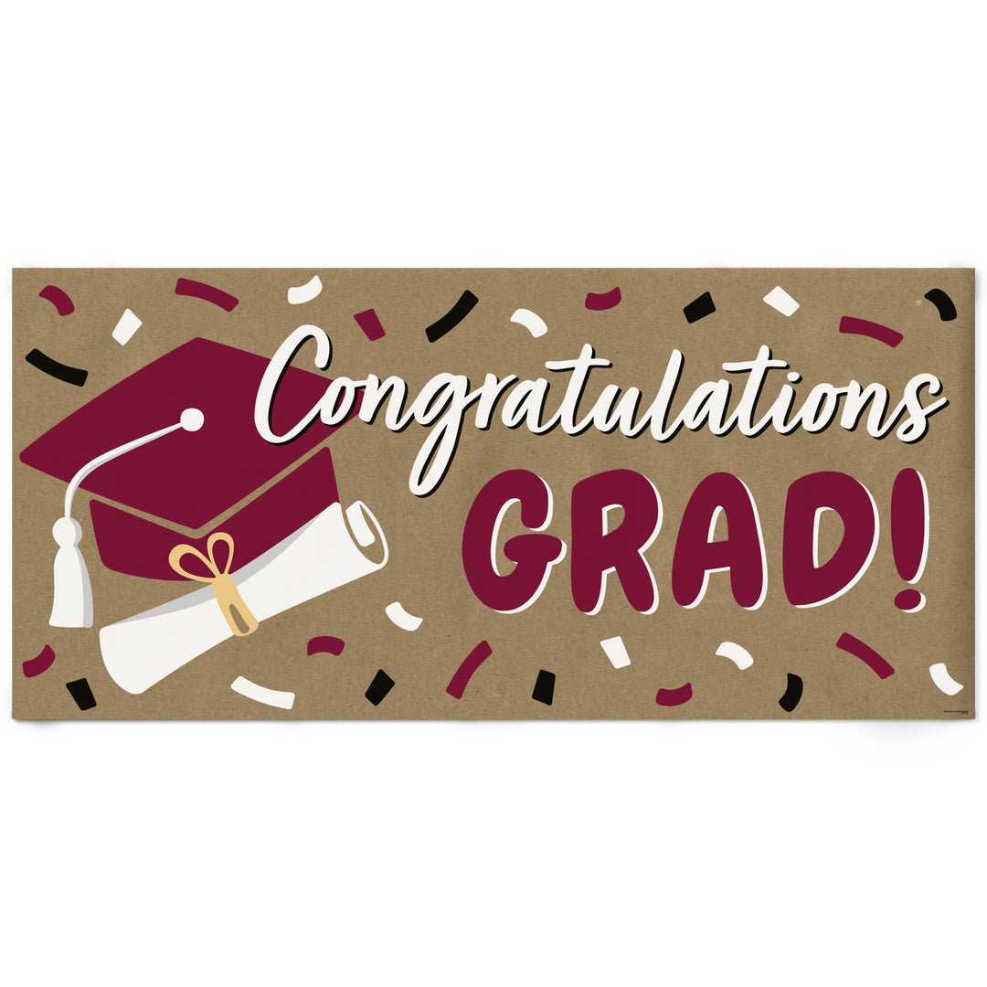 Maroon graduation kraft paper banner party decor