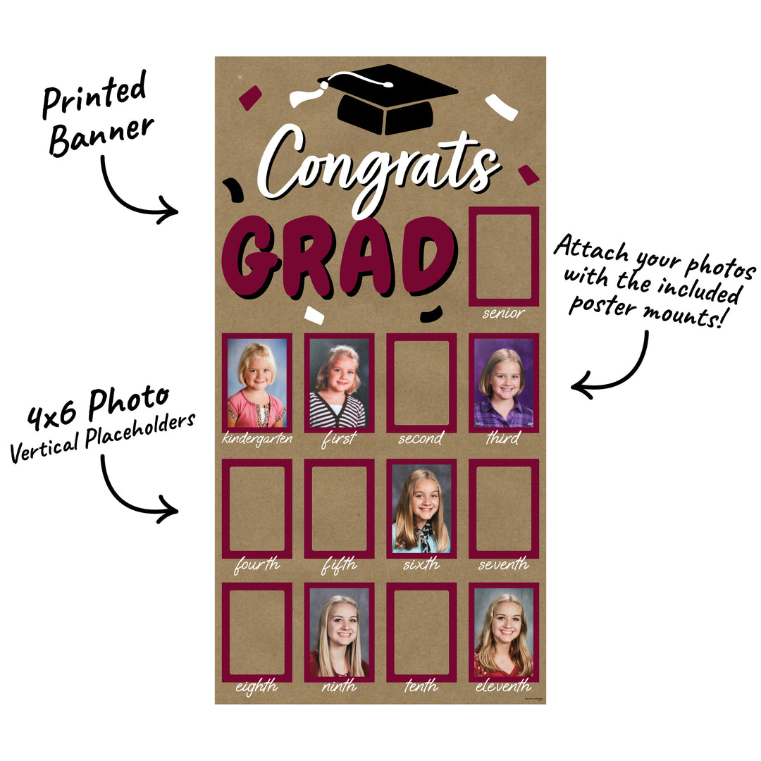 Maroon Grad Kraft Photo Banner