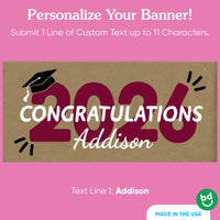 Custom name maroon 2026 graduation banner