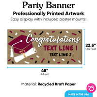 Maroon graduation banner rolled with mounts