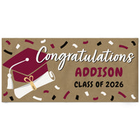 Maroon graduation kraft paper banner personalized decor