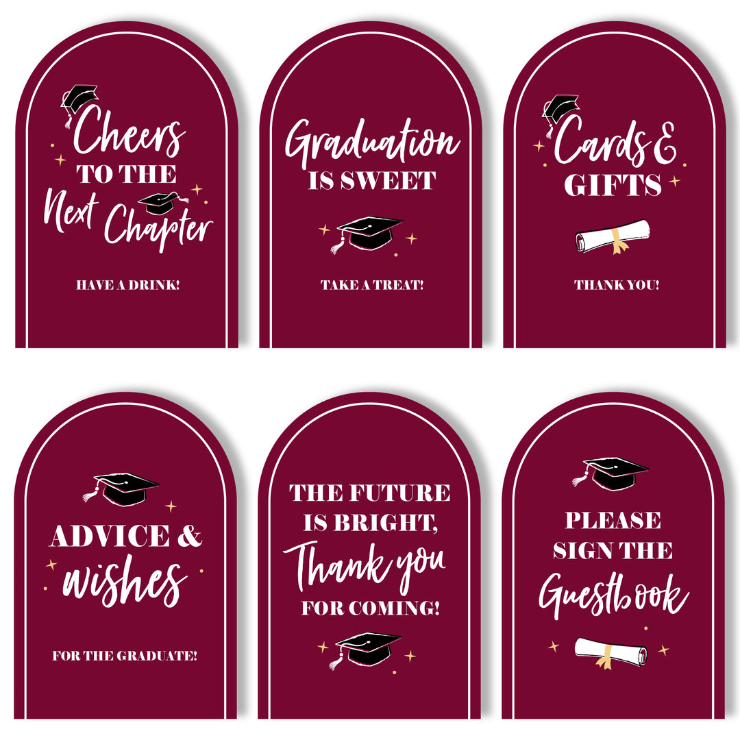 Graduation Party Table Signs Set - 6 Ct