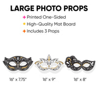 Masquerade - Mask Decorations - Venetian Mask Party Large Photo Props - 3 Pc