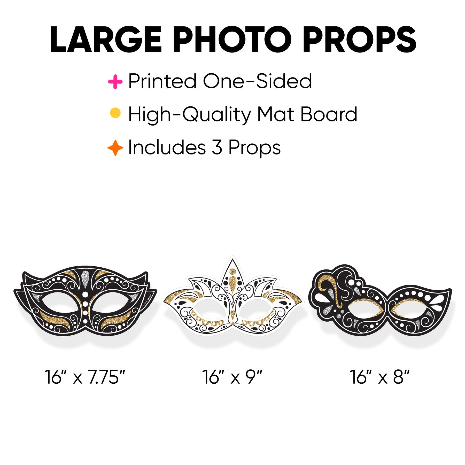 Masquerade - Mask Decorations - Venetian Mask Party Large Photo Props ...