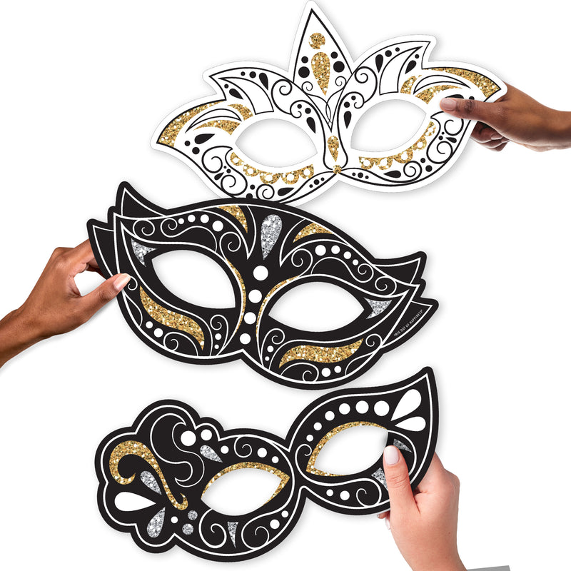 Masquerade - Mask Decorations - Venetian Mask Party Large Photo Props - 3 Pc