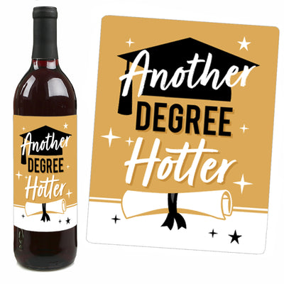 Mastered It - Master's Degree Graduation Party Decorations for Women and Men - Wine Bottle Label Stickers - Set of 4