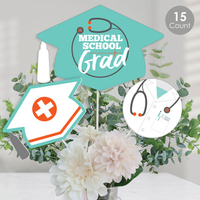 Medical School Grad - Doctor Graduation Party Centerpiece Sticks - Table Toppers - Set of 15