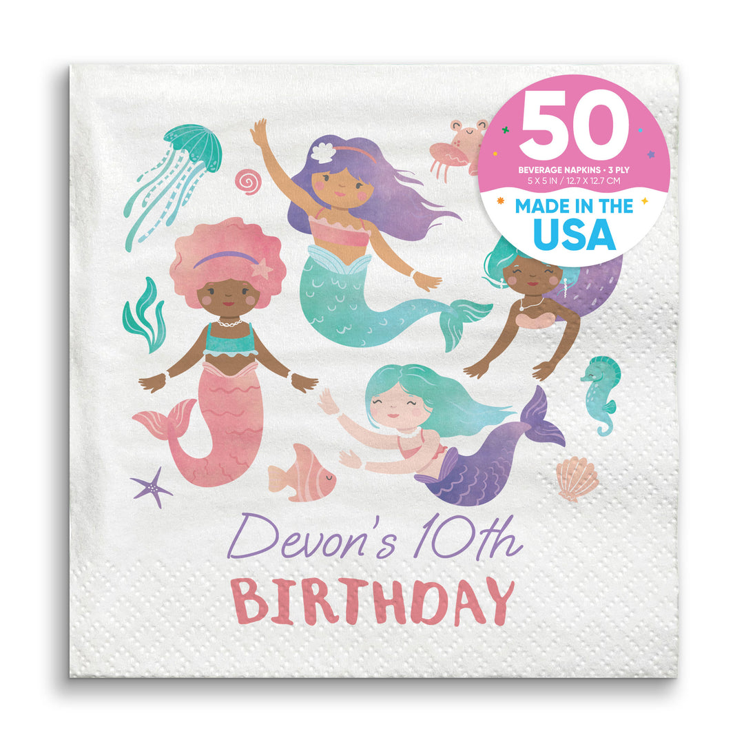 Custom Text Napkins - Mermaid