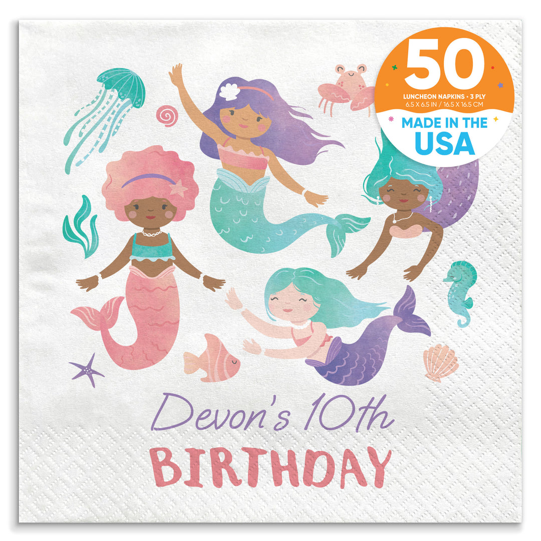 Custom Text Napkins - Mermaid