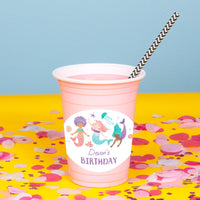 Custom Text Party Cups - Mermaid - 16 Ct