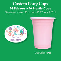 Custom Text Party Cups - Mermaid - 16 Ct