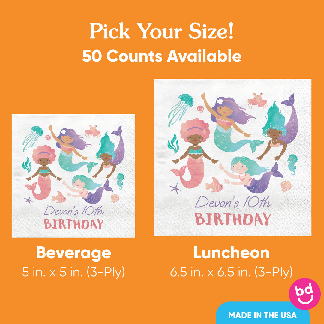 Custom Text Napkins - Mermaid