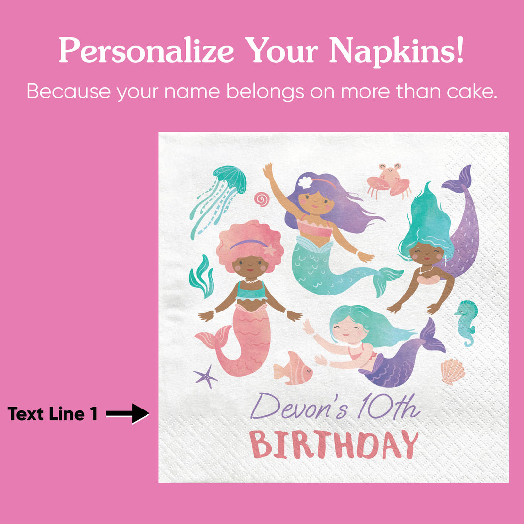 Custom Text Napkins - Mermaid