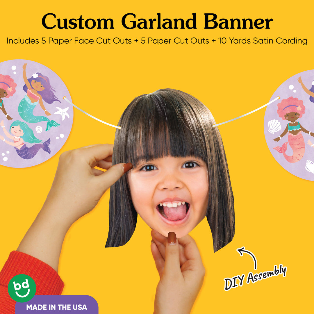 Custom Face Mermaid Garland Banner