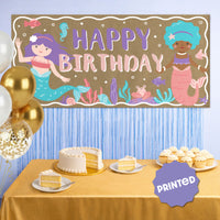 Under the sea birthday party backdrop with mermaids
