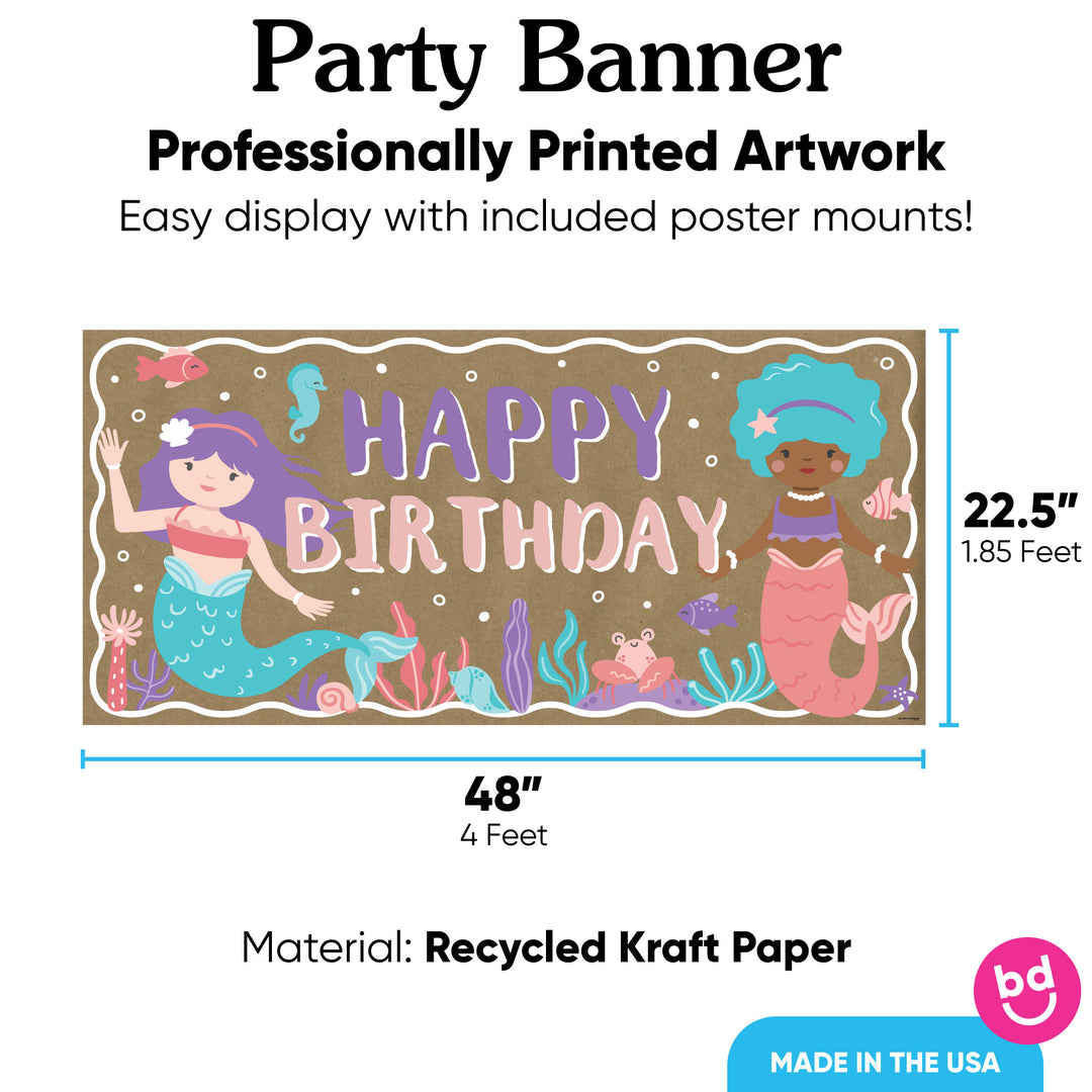 Mermaid banner 48x22.5 inches with 8 mounts