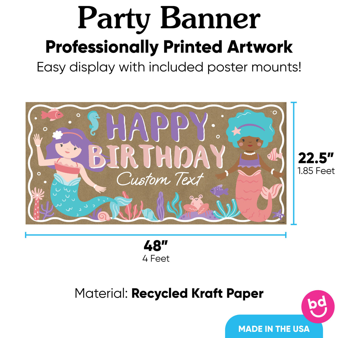 48x22.5 mermaid kraft banner with 8 included poster mounts