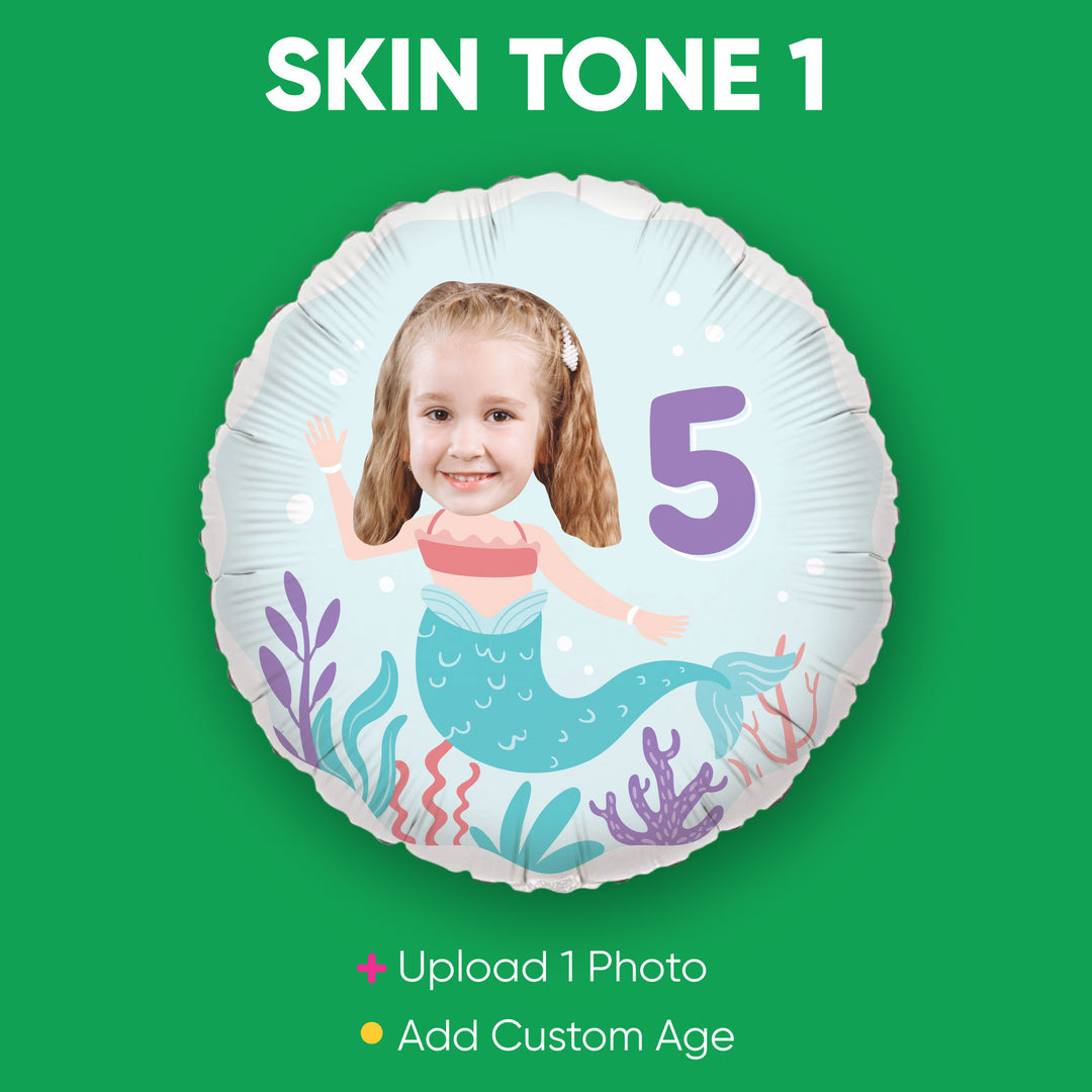 Custom Face Balloon - Mermaid - Double Sided - 1 Ct