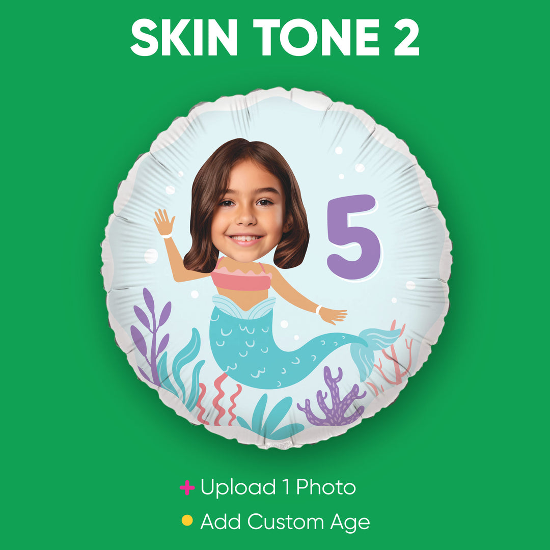 Custom Face Balloon - Mermaid - Double Sided - 1 Ct