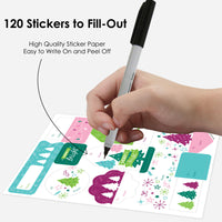 Merry and Bright Trees - Assorted Colorful Whimsical Christmas Party Gift Tag Labels - To and From Stickers - 12 Sheets - 120 Stickers