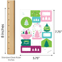 Merry and Bright Trees - Assorted Colorful Whimsical Christmas Party Gift Tag Labels - To and From Stickers - 12 Sheets - 120 Stickers