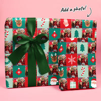 Custom Photo Wrapping Paper - Merry Christmas Checkers