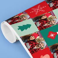 Custom Photo Wrapping Paper - Merry Christmas Checkers