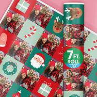Custom Photo Wrapping Paper - Merry Christmas Checkers