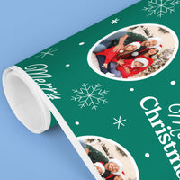 Custom Photo Wrapping Paper - Merry Christmas Green