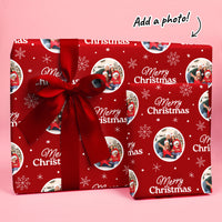 Custom Photo Wrapping Paper - Merry Christmas Red