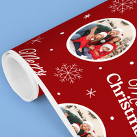 Custom Photo Wrapping Paper - Merry Christmas Red