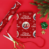 Custom Photo Wrapping Paper - Merry Christmas Red