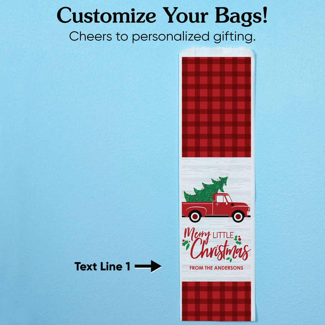 Custom Text Wine Bags - Merry Little Christmas Tree
