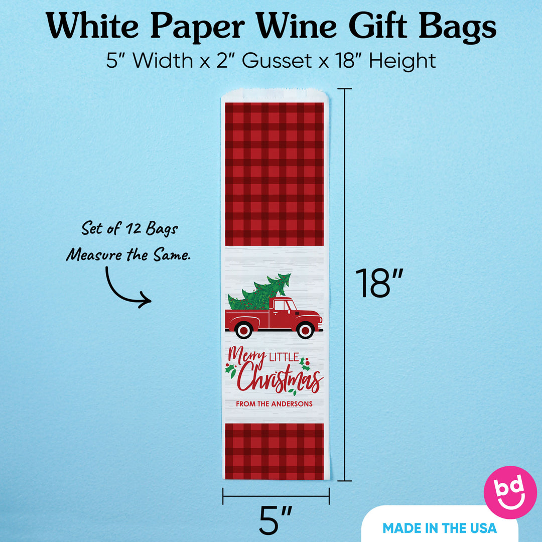Custom Text Wine Bags - Merry Little Christmas Tree