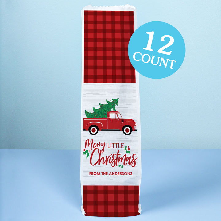 Custom Text Wine Bags - Merry Little Christmas Tree