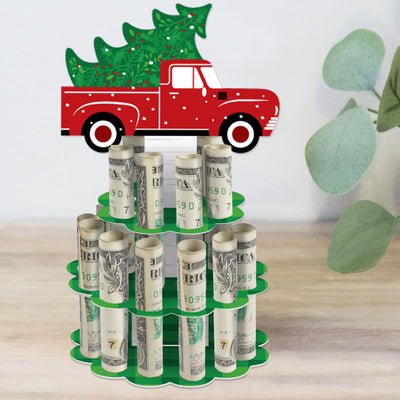 Merry Little Christmas Tree - DIY Red Truck Christmas Party Money Holder Gift - Cash Cake