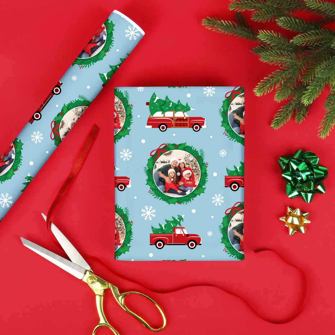 Custom Photo Wrapping Paper - Merry Little Christmas Tree