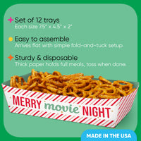 Merry Movie Night Paper Food Trays - 12 Ct